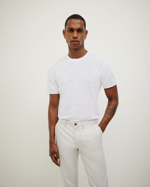 Stripe Jacquard Tee, White, hi-res